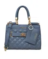 Bebe Alex Quilted Small Satchel Bag With Card Holder In Storm Grey