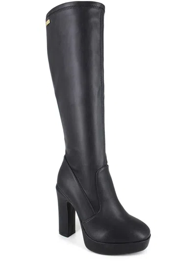 Bebe Amabella Womens Faux Leather Knee-high Boots In Black