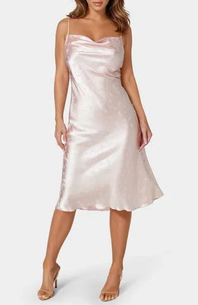 Bebe Animal Print Satin Slipdress In Blush