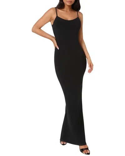 Bebe Backless Lace Inset Maxi Dress In Black