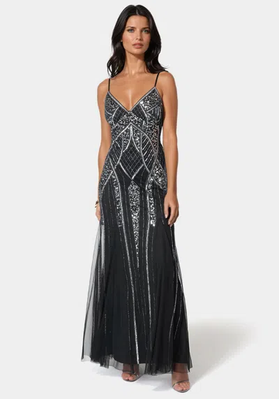 Bebe Beaded Gown In Black
