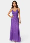 Bebe Beaded Gown In Deep Amethyst