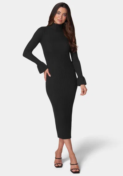 Bebe Bell Sleeve Sweater Dress In Black