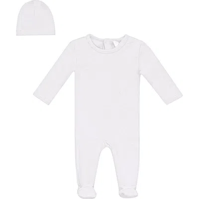 Bebe Bella Kids'  Back Snap Puff Print Romper With Hat In White