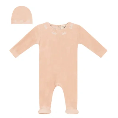 Bebe Bella Kids'  Bebe Embroidered Velour Romper With Hat In Pink