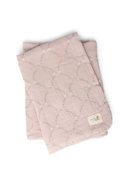Bebe Bella Bow Print Cotton Knit Swaddle In Pink