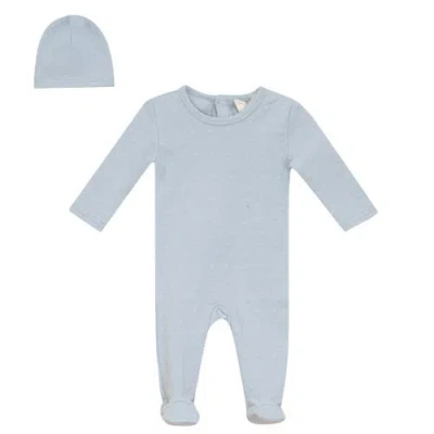 Bebe Bella Babies'  Boy Back Snap Puff Print Romper With Hat In Blue