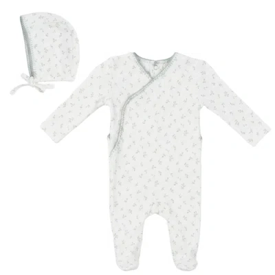 Bebe Bella Babies'  Boy Cherry Rib Faux Wrap Romper With Bonnet In Gray