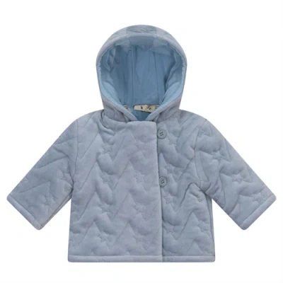 Bebe Bella Babies'  Boy Front Button Quilted Velour Jacket In Blue