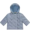 Bebe Bella Boy Front Button Quilted Velour Jacket In Blue