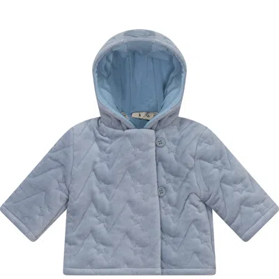 Bebe Bella Babies'  Boy Front Button Quilted Velour Jacket In Blue