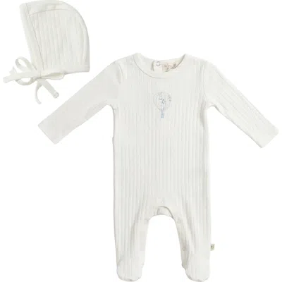 Bebe Bella Babies'  Boy Hot Air Balloon Pointelle Romper With Matching Bonnet In White