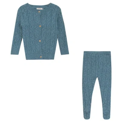 Bebe Bella Babies'  Boy Mix Cable Knit Long Sleeve Top And Leggings Set In Blue