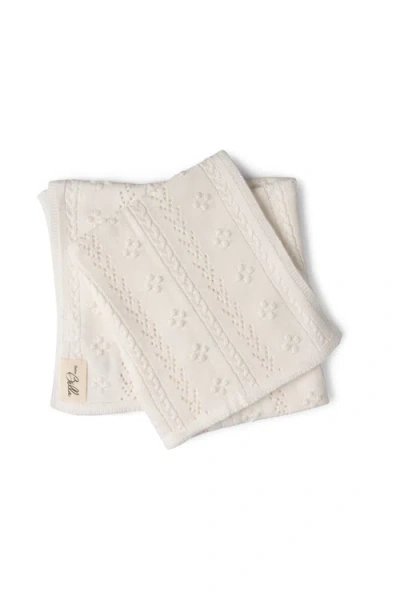 Bebe Bella Braided Pointelle Pompom Knit Blanket In White