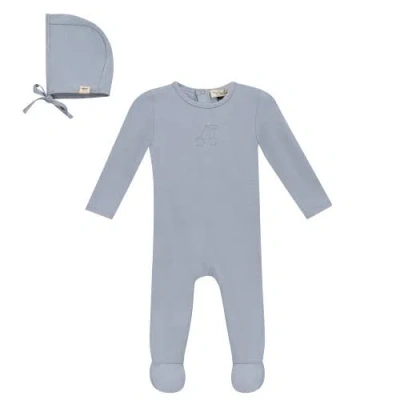 Bebe Bella Kids'  Cherry Print Romper And Bonnet Set In Blue