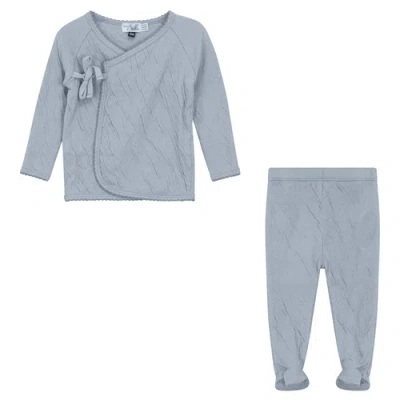 Bebe Bella Kids'  Crinkled Jersey Wrap 2 Piece Long Sleeve Top And Pants Set In Blue