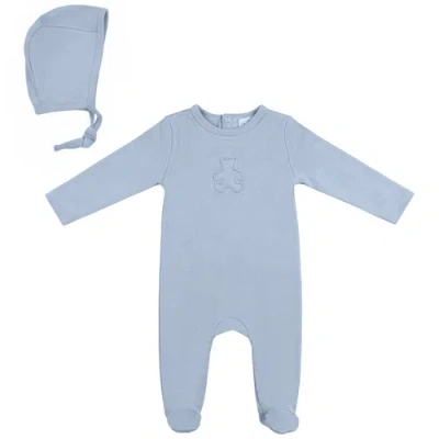 Bebe Bella Babies'  Embossed Bear Romper Layette Set In Blue