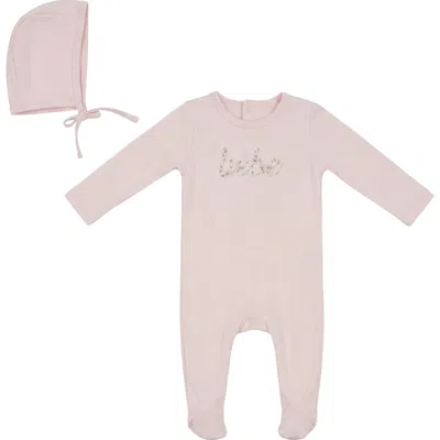 Bebe Bella Kids'  Embroidered Footed Romper Layette Set With Bonnet In Pink