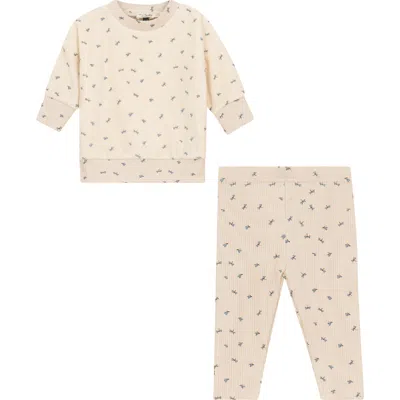 Bebe Bella Babies'  Firefly Velour 2 Piece Long Sleeve Top And Leggings Set In Neutral