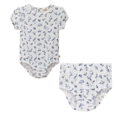 Bebe Bella Babies'  Floral Delight Short Sleeve Top And Bottom Set In Blue