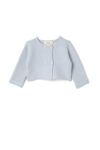 Bebe Bella Babies'  Front Button Double Breasted Knit Cardigan In Blue