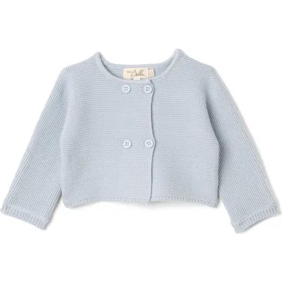 Bebe Bella Babies'  Front Button Double Breasted Knit Cardigan In Blue