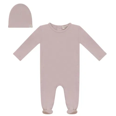 Bebe Bella Babies'  Girl Back Snap Puff Print Romper With Hat In Pink