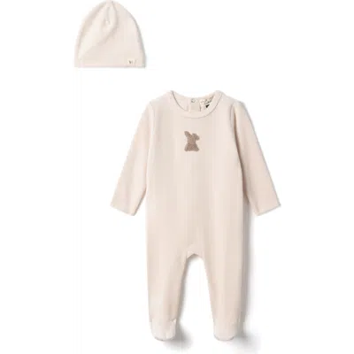 Bebe Bella Babies'  Girl Bunny Applique Velour Romper In Neutral