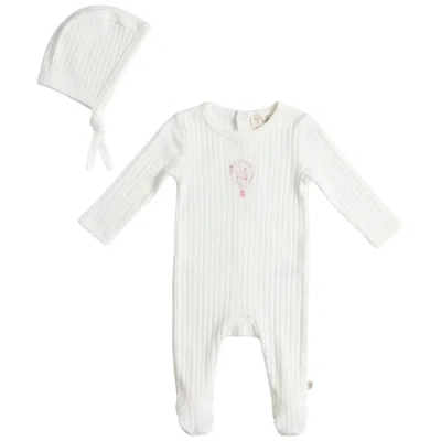Bebe Bella Babies'  Girl Hot Air Balloon Pointelle Romper With Matching Bonnet In White