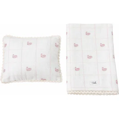 Bebe Bella Girl Knit Blanket And Pillow Set In White