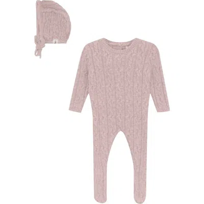 Bebe Bella Babies'  Girl Mix Cable Knit Romper And Bonnet In Pink