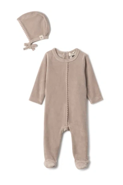 Bebe Bella Babies'  Girl Velour Pompom Romper In Nude