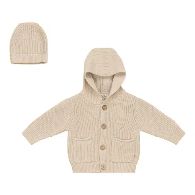 Bebe Bella Kids'  Knit Hoodie Jacket With Matching Hat In Neutral