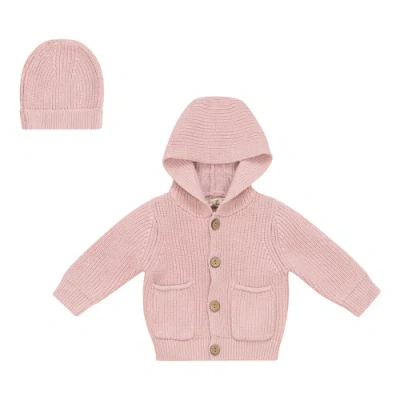 Bebe Bella Kids'  Knit Hoodie Jacket With Matching Hat In Pink