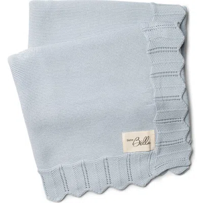 Bebe Bella Knit Pointelle Edges Blanket In Blue