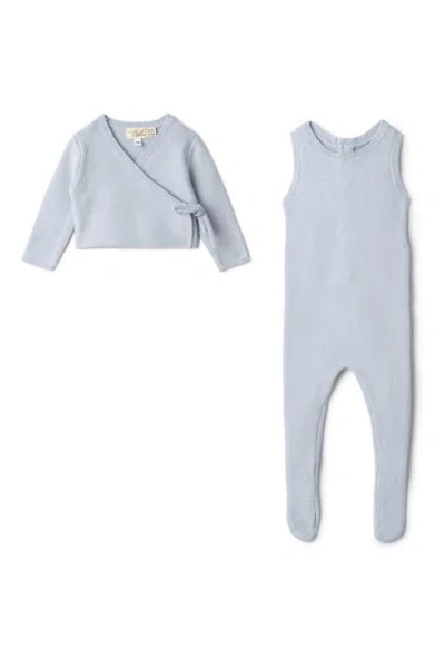 Bebe Bella Kids'  Knit Romper And Wrap Cardigan Set In Blue
