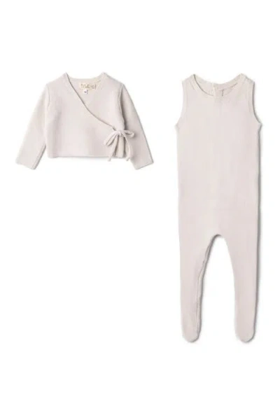 Bebe Bella Kids'  Knit Romper And Wrap Cardigan Set In Brown
