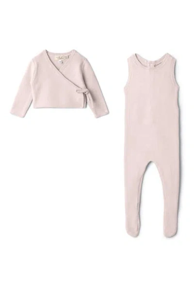 Bebe Bella Kids'  Knit Romper And Wrap Cardigan Set In Pink