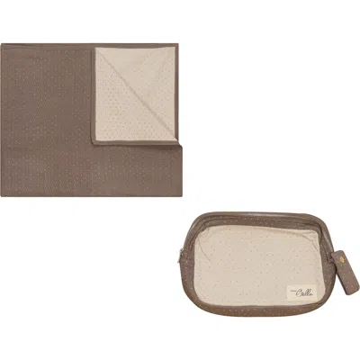 Bebe Bella Knitted Blanket With Zipper Pouch In Brown