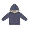 Bebe Bella Kids'  Knitted Hooded Jacket With Patch Pockets In Blue