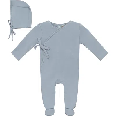 Bebe Bella Kids'  Knitted Wrap Romper With Bonnet In Blue