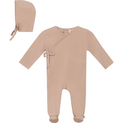 Bebe Bella Kids'  Knitted Wrap Romper With Bonnet In Brown