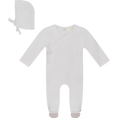 Bebe Bella Kids'  Knitted Wrap Romper With Bonnet In Gray