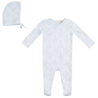 Bebe Bella Babies'  Modal Layette Romper With Bonnet Set In Blue