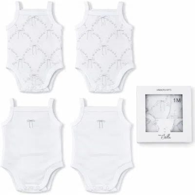 Bebe Bella Babies'  Rib Bow Undershirts Pack In White