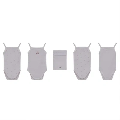 Bebe Bella Babies'  Pointelle Undershirt With Cherry Print In Gray