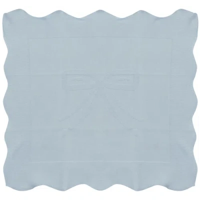 Bebe Bella Pony Bow Print Pointelle Knit Blanket In Blue