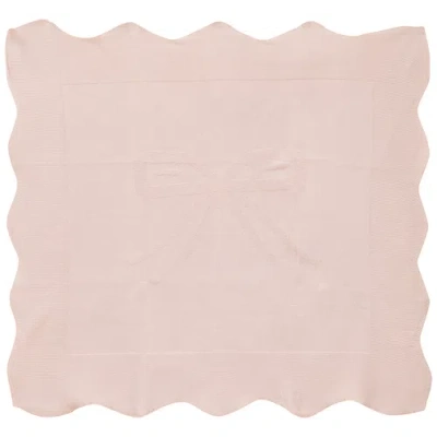 Bebe Bella Pony Bow Print Pointelle Knit Blanket In Pink