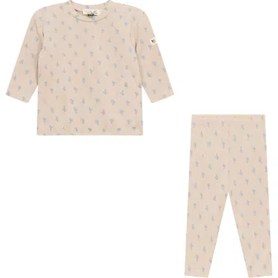 Bebe Bella Kids'  Raddish Print 2 Piece Set Long Sleeve Top And Pants In Brown