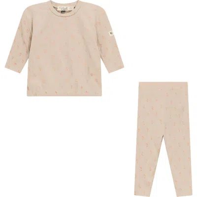 Bebe Bella Kids'  Raddish Print 2 Piece Set Long Sleeve Top And Pants In Neutral